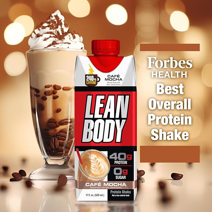 Lean Body Ready-to-Drink Café Mocha Protein 240mg Caffeine, 40g Protein, 0 Sugar, 22 Vitamins 12) LABRADA