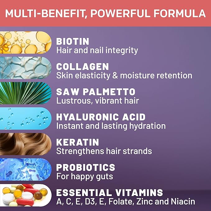 27-in-1 Hair Skin and Nails Vitamins (6180mg) w/Biotin 10000mcg - 90ct