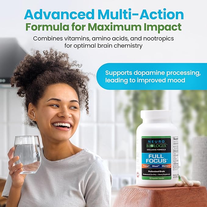 Full Focus™ 120 Capsules – Comprehensive Brain Supplement for Optimal Memory, Focus & Cognition – Brain Support Supplement to Promote Enhanced Mood, Relaxation, Dopamine Balance & More