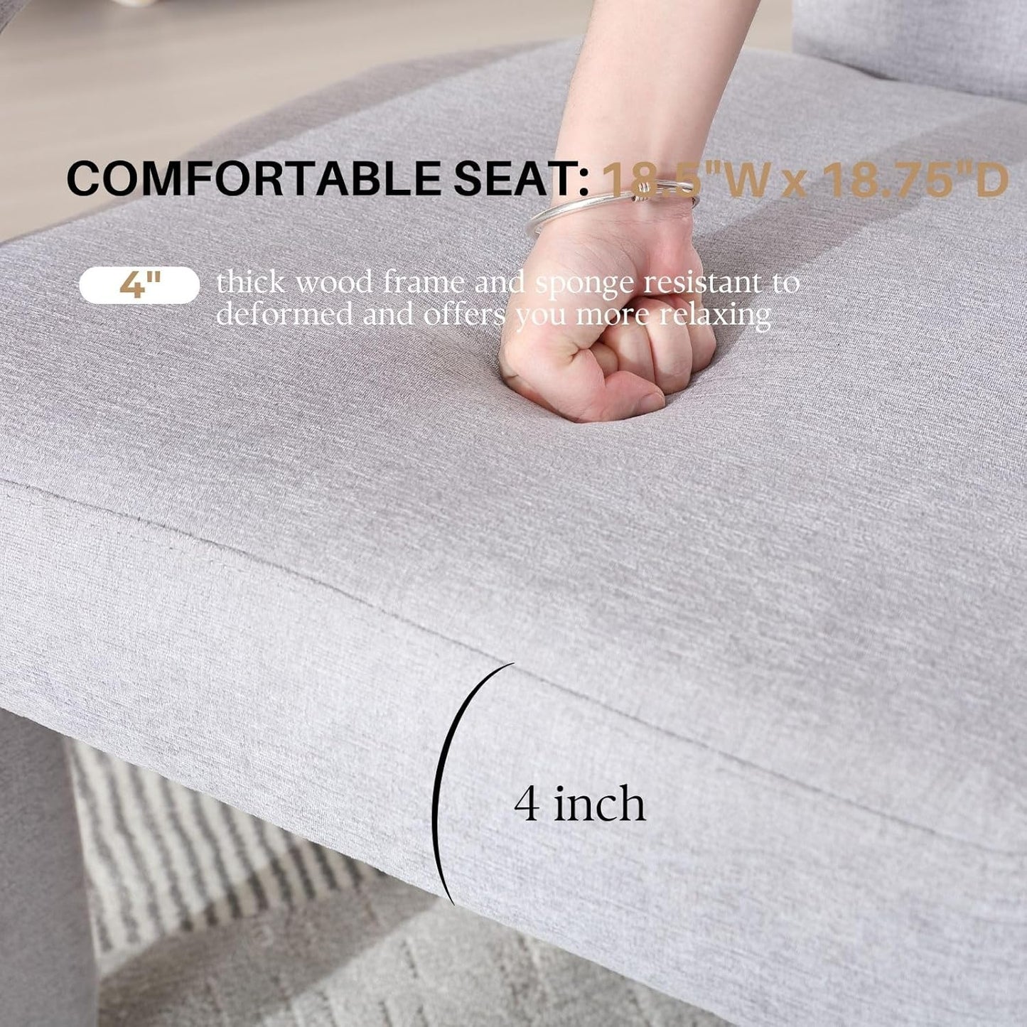 Grey Chenille Dining Chairs Set of 4, Modern Barrel Dining Room Chairs Upholstered Faux Fur Accent Chair with Arms and Round Back for Living Room Kitchen Armchair No Assembly Needed