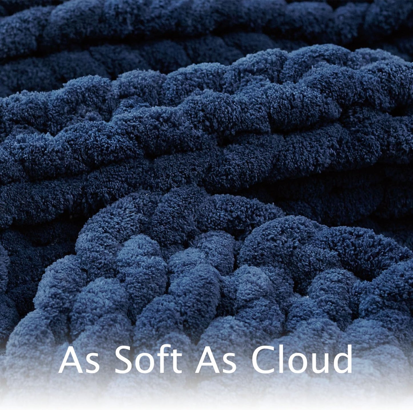 Esterra Chunky Knit Throw Blanket Newly Upgraded Heavy Tighter Version, Handmade Chenille Throw Super Soft, Thick Yarn Cable Knit Crochet Throw Blanket for Couch Bed Sofa, 50"x60", Navy Blue