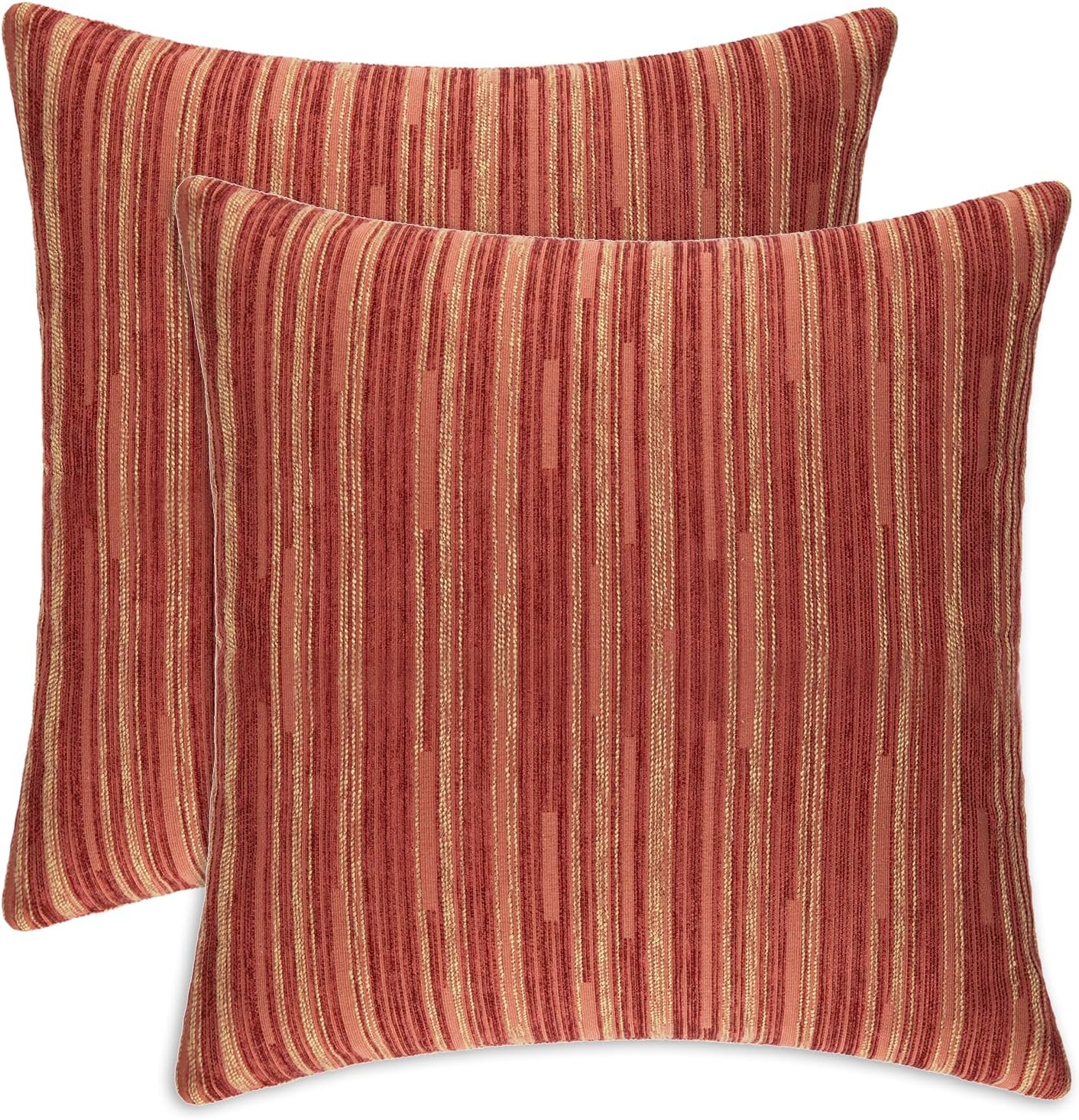 Yeiotsy Pillow Cases Bohemia, Pack of 2, Modern Striped Throw Pillow Covers Geometric Cushion Covers for Sofa Holiday Party Decoration (Red, 18 X 18 Inches)