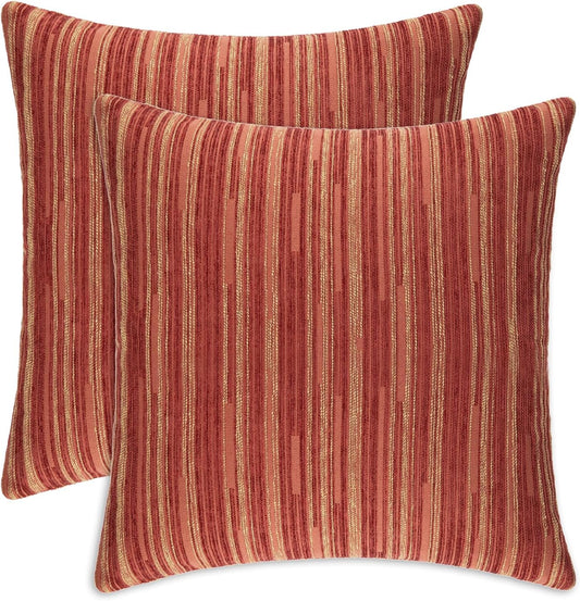Yeiotsy Pillow Cases Bohemia, Pack of 2, Modern Striped Throw Pillow Covers Geometric Cushion Covers for Sofa Holiday Party Decoration (Red, 18 X 18 Inches)