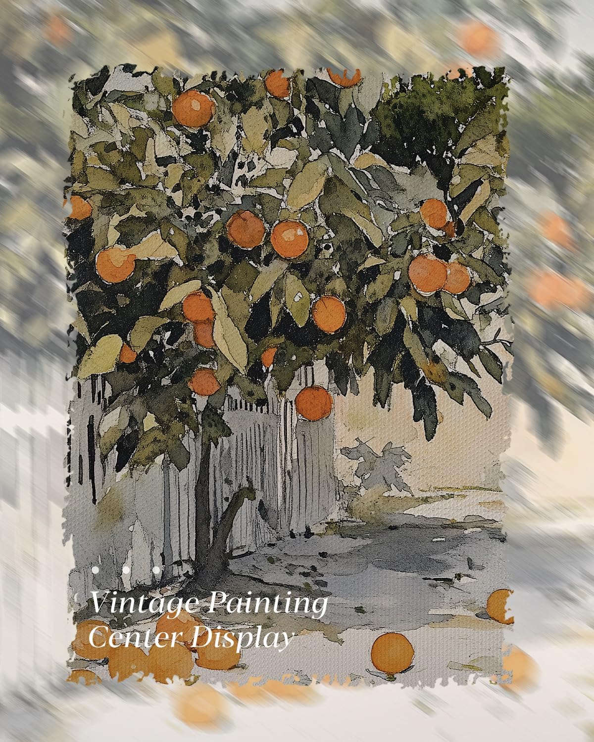 HUARCEY Gold Framed Vintage Wall Art for Living Room Country Orange Trees Earthy Room Decor Aesthetic Oil Painting Wall Picture Farmhouse Canvas Print Artwork for Kitchen Bedroom Bathroom Decor 12x16