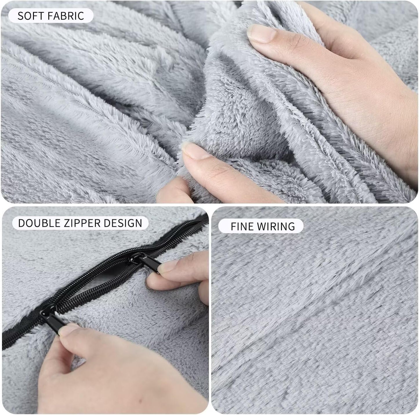 Bean Bag Chair for Adults 6FT,Soft Removable Cover for Teens/Girls Bedroom,Fluffy Giant Round Floor Beanbag Lounger Chairs (No Filler,Light Gray)