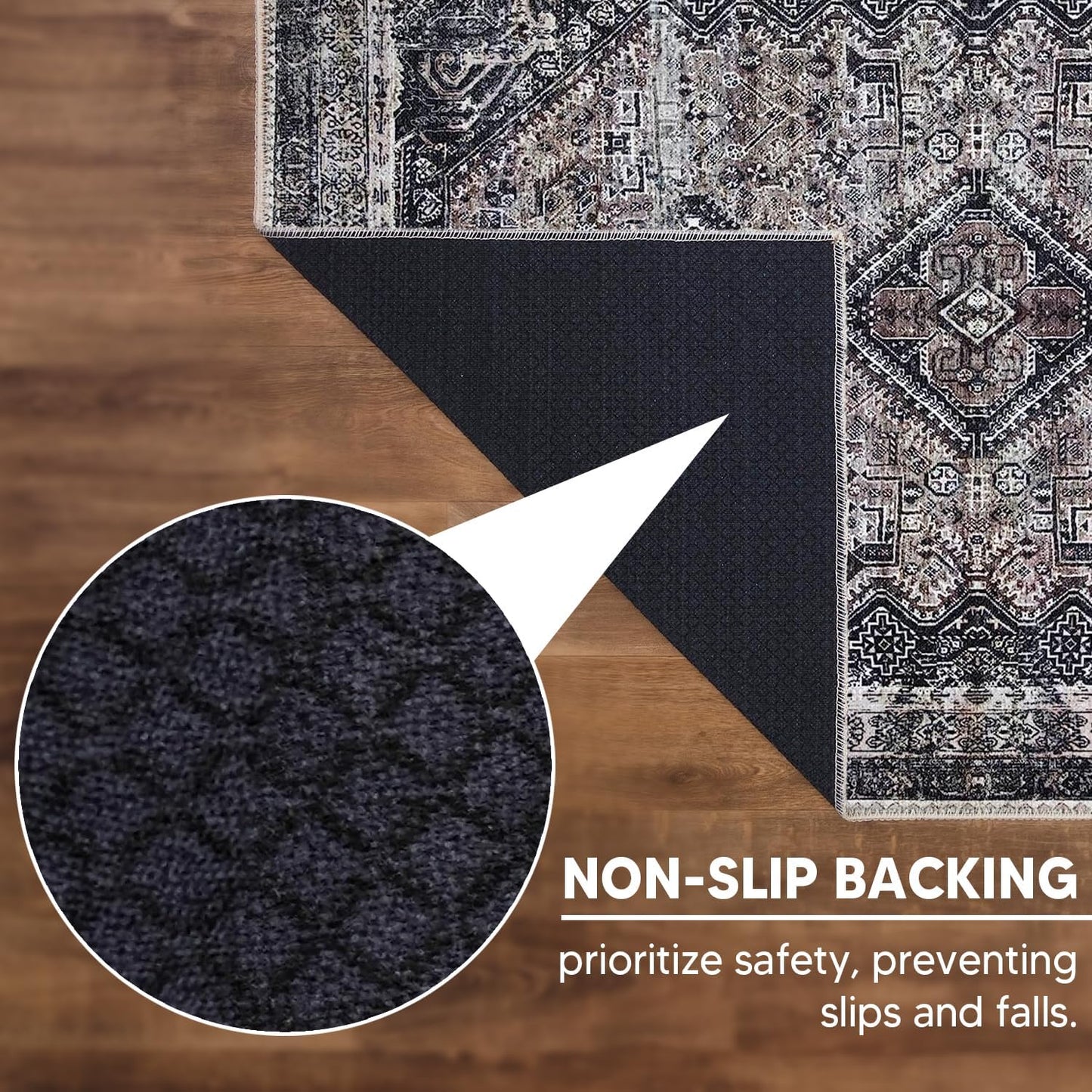 Keen Home Design 10x14 Rug - Machine Washable Area Rug with Non-Slip Backing, Ideal for Living Room, Dining Room, Bedroom - Vintage, Easy Clean, Durable, Low Pile Rug - (9'7" x 14')