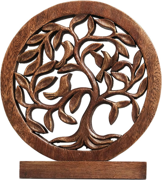 Decozen Wooden Tree of Life Sculpture - Birthday Gifts, Home, Office, Living Room, Shelf, Fireplace, Farmhouse, Tabletop, Boho and Mantle Decor - Decorations