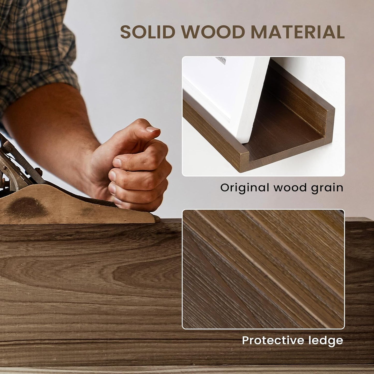 Floating Shelves for Wall, Picture Ledge Shelf 24 Inch Solid Wood Set of 2, Rustic Wall Shelves with Lip, Kids Bookshelf, Photo & Picture Live Edge Floating Shelves for Bedroom, Living Room, Kitchen