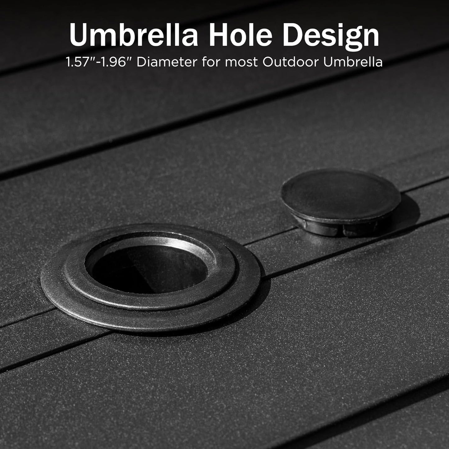 PHI VILLA Outdoor Patio Bar Dining Table for 6, 40" High Top Rectangle Metal Steel Table with 1.97" Umbrella Hole for Garden, Yard and Deck, Black