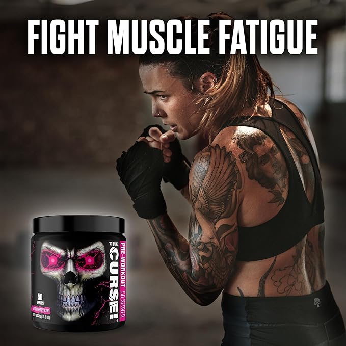 JNX SPORTS The Curse! Pre Workout Powder - Strawberry Kiwi 50 Servings | Preworkout: Boost Strength, Energy + Focus for Men & Women | Caffeine, Beta-Alanine, Creatine & L-Citrulline