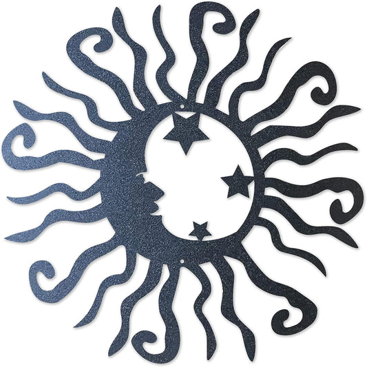 Riverside Designs Wacky Solar Moon Metal Wall Art Steel Outdoor Decor | Heavy-Duty and Waterproof | Made in USA (Black, 24L x 24W)