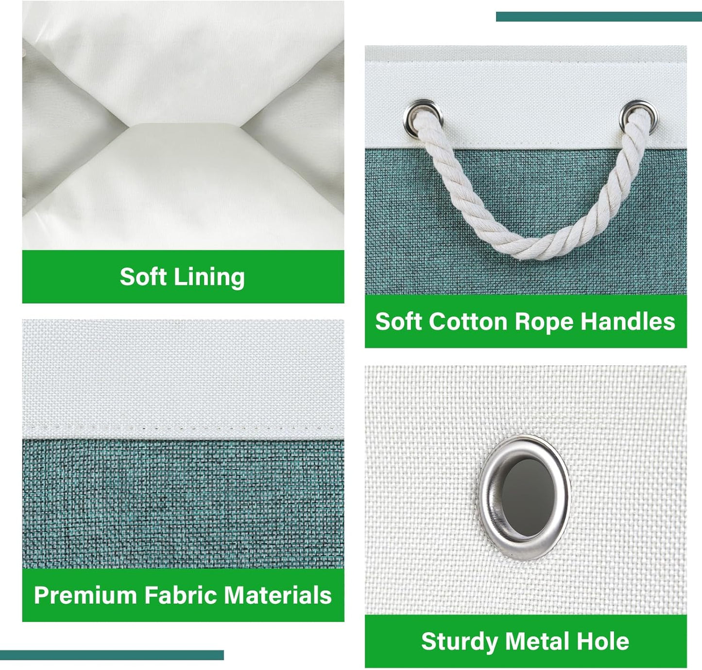 Bidtakay Small Storage Baskets for Shelves 3 Pack Fabric Storage Bins for Organizing Linen Collapsible Organizer for Closet-Deep Green