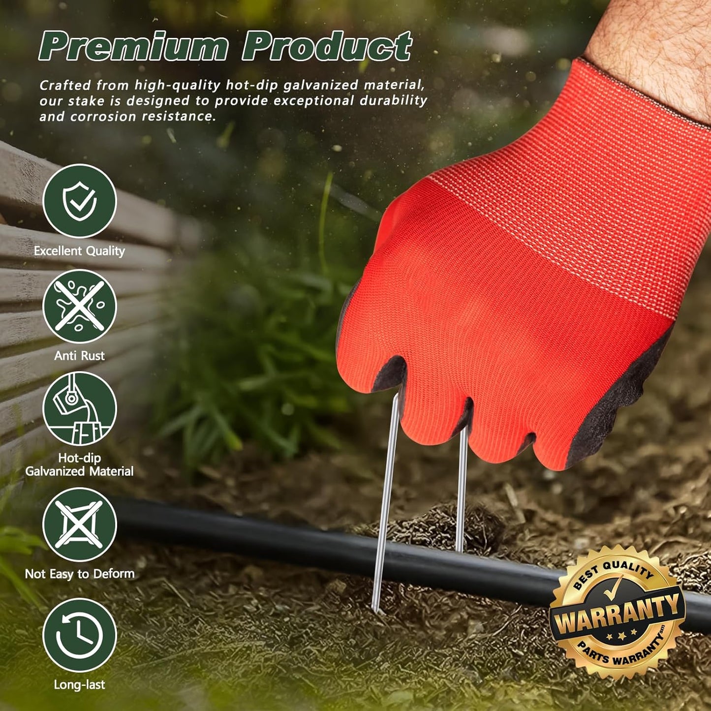 FEED GARDEN 6 Inch 25 Pack Galvanized Landscape Staples 11 Gauge Turf Garden Stakes Tent Stakes Landscaping Fabric SOD Pins Yard Stakes for Weed Barrier Fabric