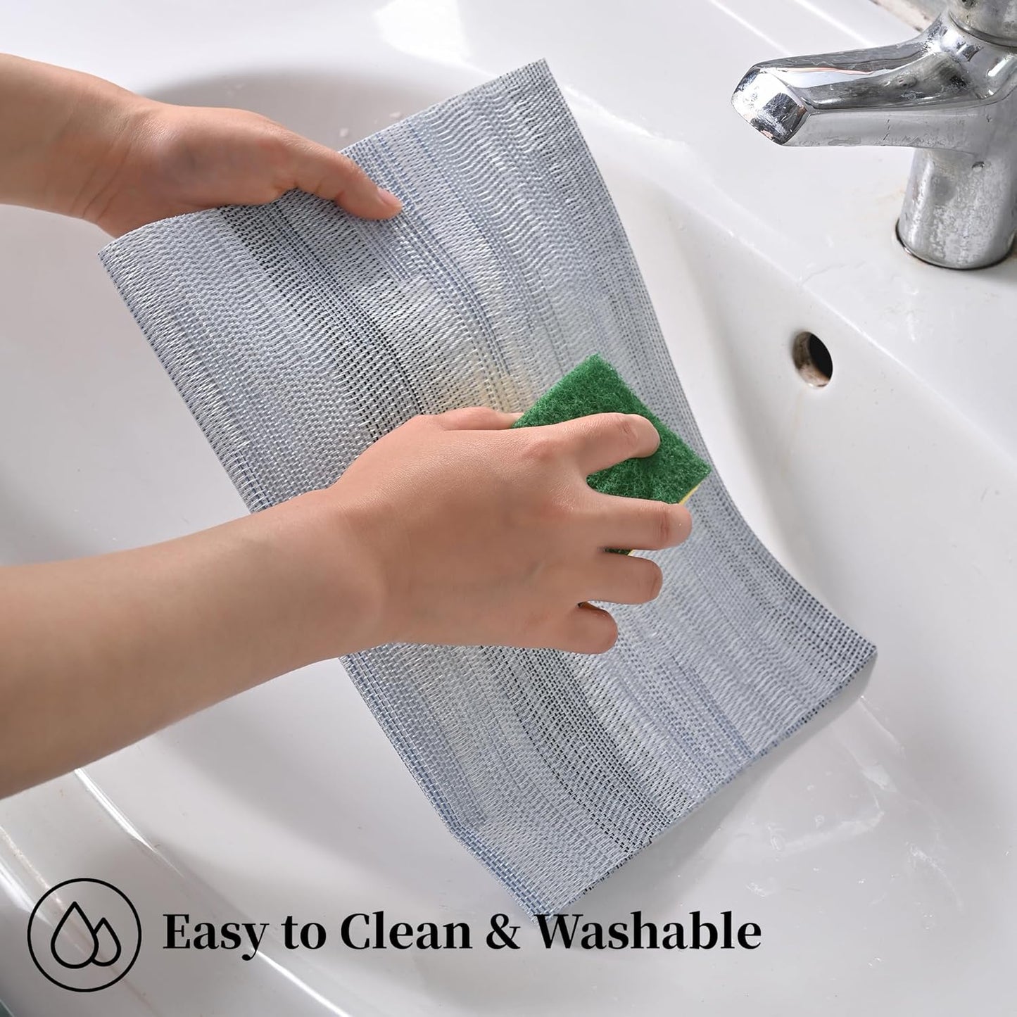 Leetaltree LightSteel Blue Placemats Set of 6 - Heat Resistant Non-Slip Place mats for Dining Table, Washable Durable PVC Vinyl Woven Table Mats（LightSteel Blue, 6）