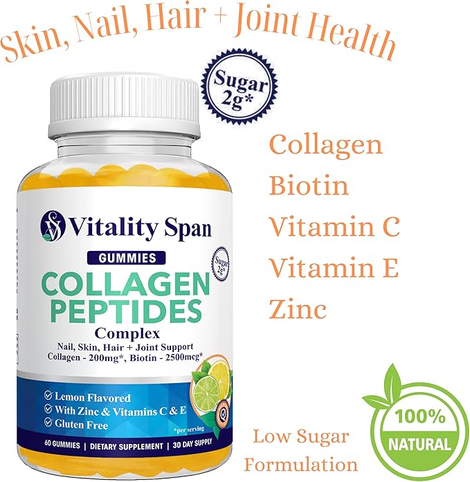 Collagen Gummies with Biotin (2500mcg), Vitamins 60 Collagen