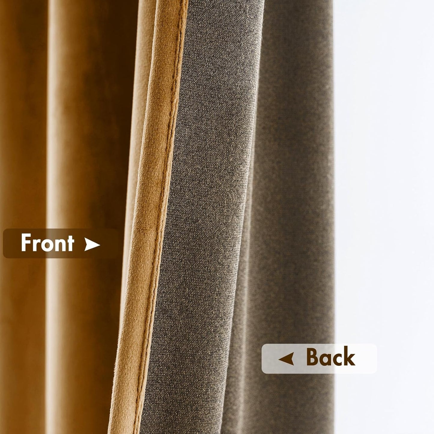 MIULEE Golden Brown Velvet Curtains Thermal Insulated Blackout Curtain Drapes for Bedroom Living Room Darkening 108 Inches Long Curtains Panels Rod Pocket Set of 2