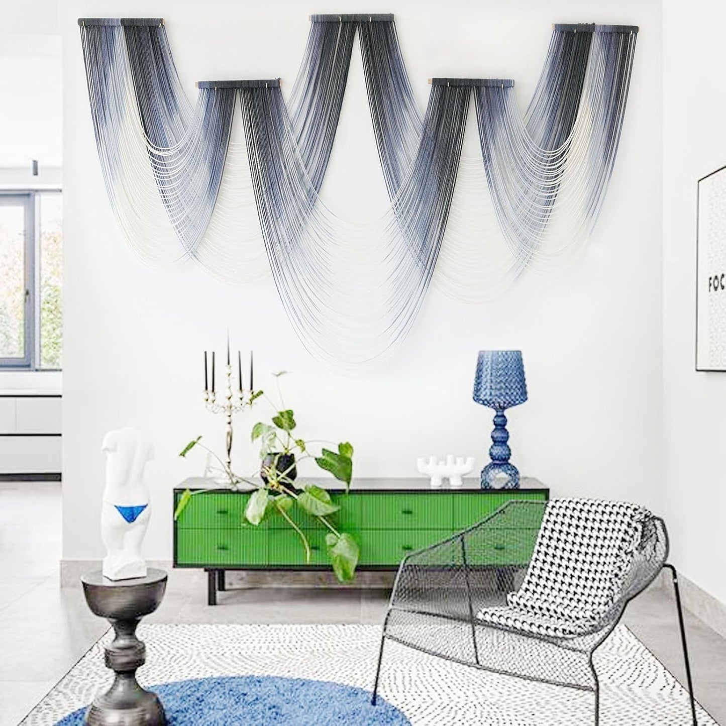 IOWER Large Macrame Wall Hanging Decor Dip-Dyed Macrame Wall Decor Wall Art Craftsmanship Fiber Art Boho Chic Wall Decor Modern For Bedroom Livingroom Backdrop