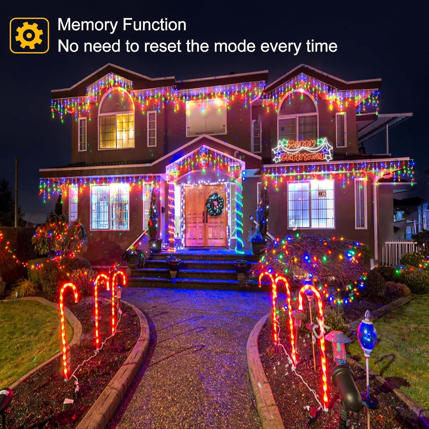 99ft Colored Christmas Lights Outdoor, 1216 LED Icicle Lights for Outside House with Clear Wire 8 Modes Timer, Plug in Waterproof for Home Holiday Eaves Yard Party Tree Room Wall Indoor Decoration