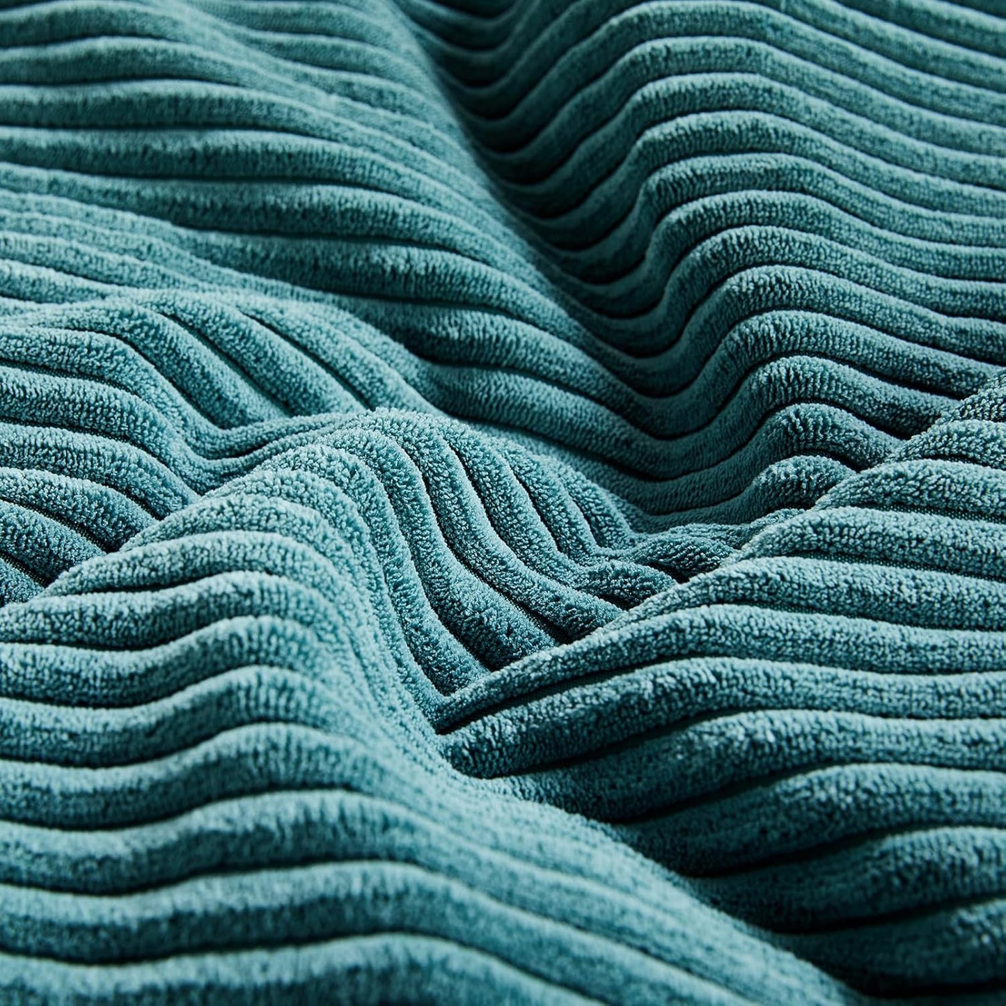 Fancy Homi 2 Packs Teal Big Decorative Throw Pillow Covers 24x24 Inch for Living Room Couch Bed, Rustic Farmhouse Boho Home Decor, Soft Corss Corduroy Patchwork Accent Square Cushion Case 60x60 cm