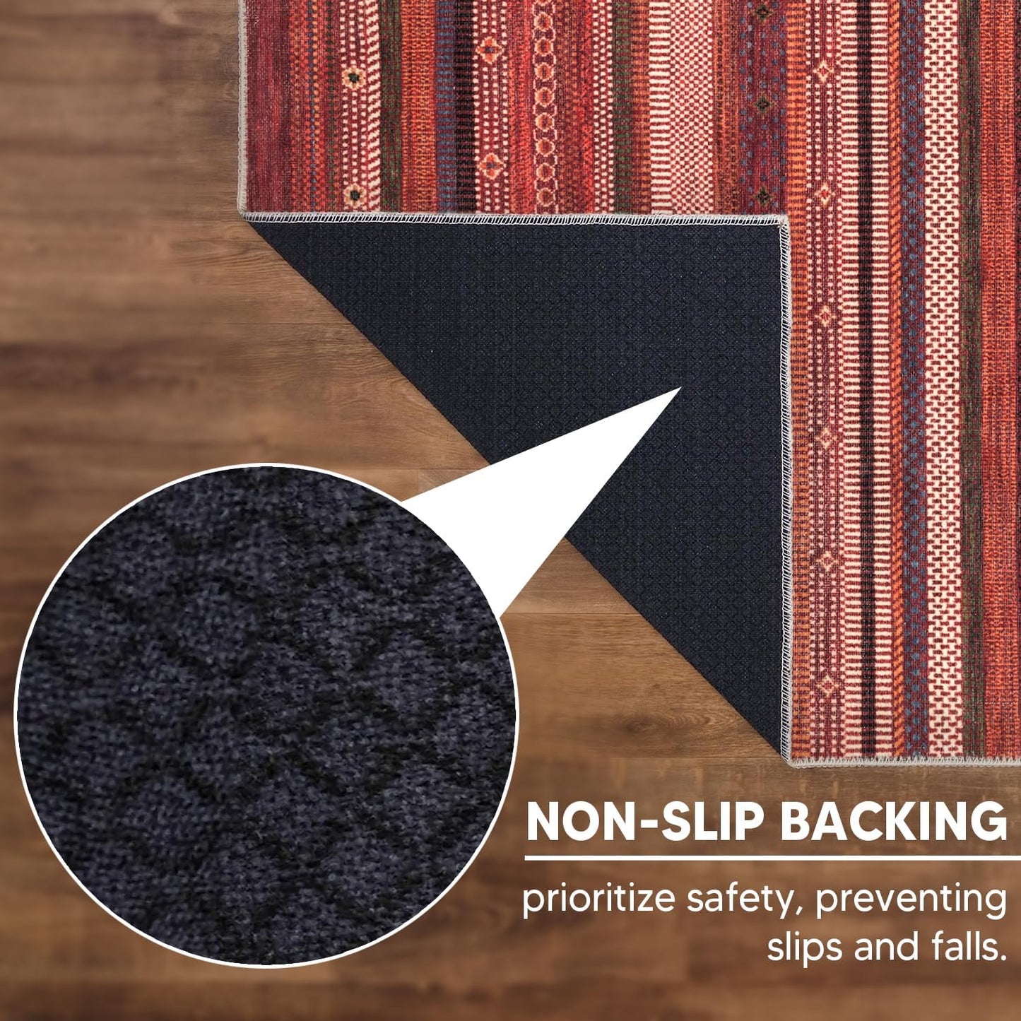 Keen Home Design 9x12 Rug - Machine Washable Area Rug with Non-Slip Backing, Ideal for Living Room, Dining Room, Bedroom - Vintage, Easy Clean, Durable, Low Pile Rug - (9' x 12')