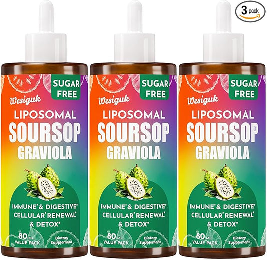 Soursop Bitters Liquid 880MG, Soursop Multivitamin Liquid Drops with Soursop Leaves Herbal Blend, for Cell Support & Regeneration, Immunity, Liver, Gut, Zzz & Antioxidant - 240 Days Supply