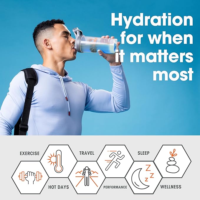 Genius Hydrate Stick Pack Powder Drink Mix – Blue Raspberry Flavor, Natural Electrolyte Booster with Coconut Water & Potassium for Ultimate Hydration -20 Packets