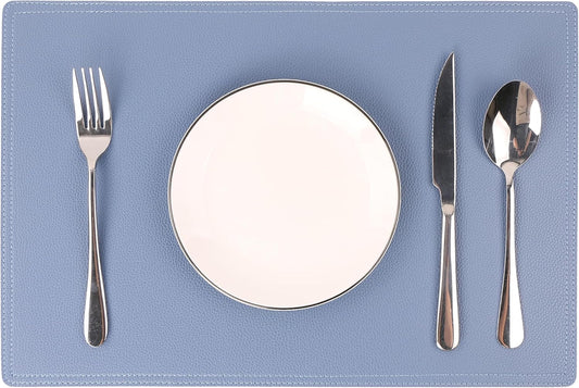 Jovono Set of 8 Faux Leather Placemats, PU Table Mats, Waterproof, Stain Resistant, Heat Resistant, Easy to Clean for Kitchen Dining Table,Conference Table, C Light Bule