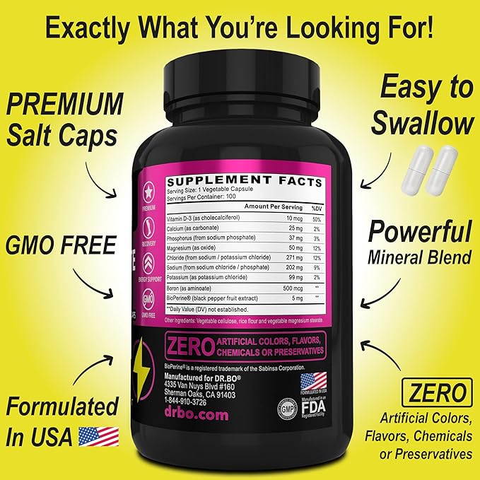 Electrolyte Pills Supplement Salt Tablets 100 Hydration