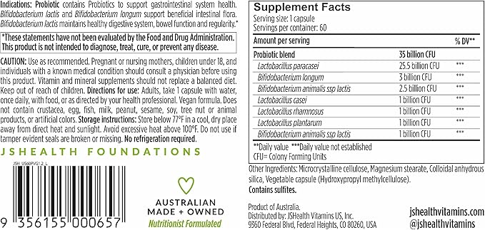 JSHealth Vitamins Gut Health and Immunity Formula (60)