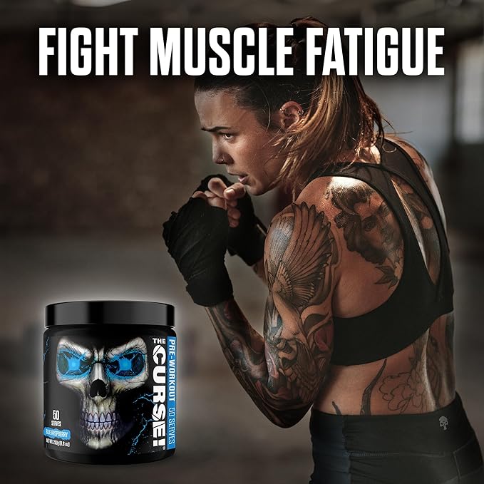 JNX SPORTS The Curse! Pre Workout Powder - Blue Raspberry 30 Servings | Preworkout: Boost Strength, Energy + Focus for Men & Women | Caffeine, Beta-Alanine, Creatine & L-Citrulline