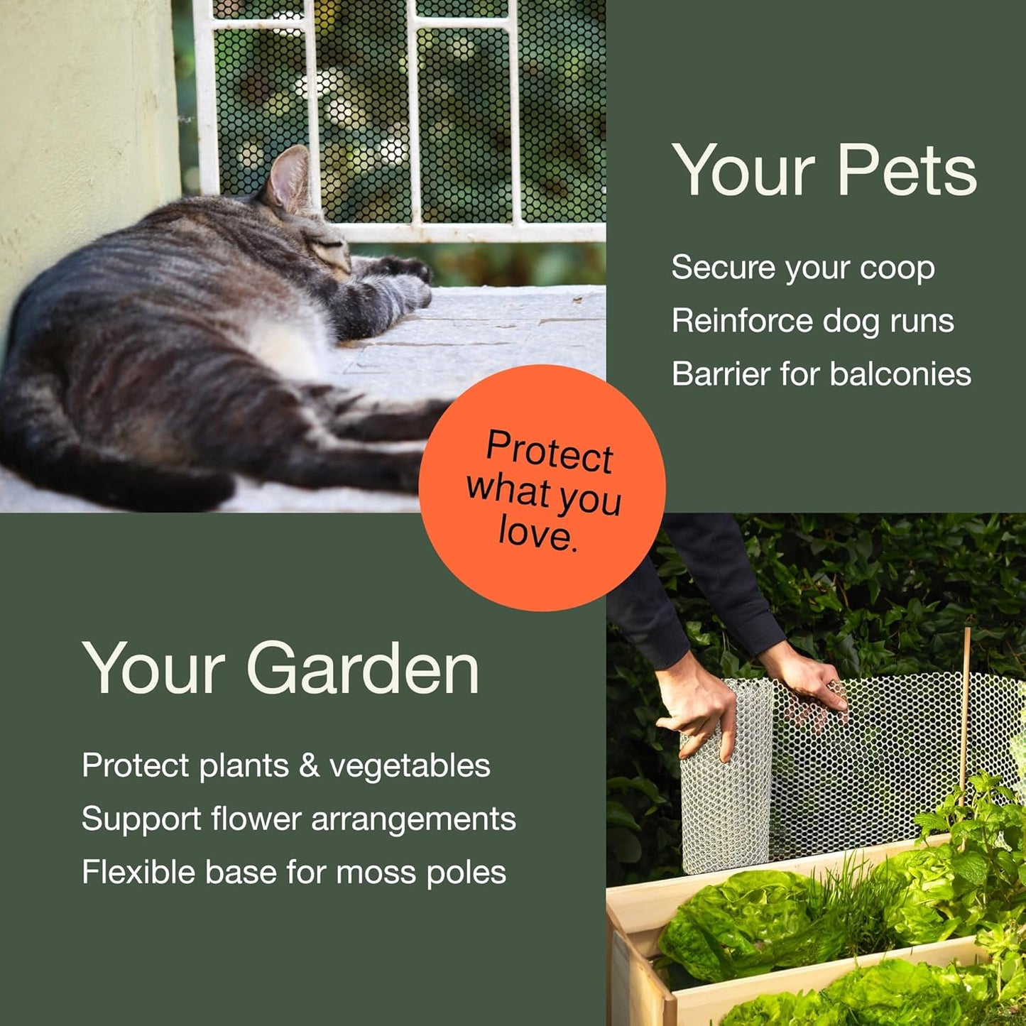 MaPorch Plastic Wire Mesh Fence - 2-Pack White 15.7 in x 10 ft - Durable Weather-Resistant Garden Fencing - Chicken Wire Fencing for Dogs Rabbits Poultry - Under Bed Blocker for Pets