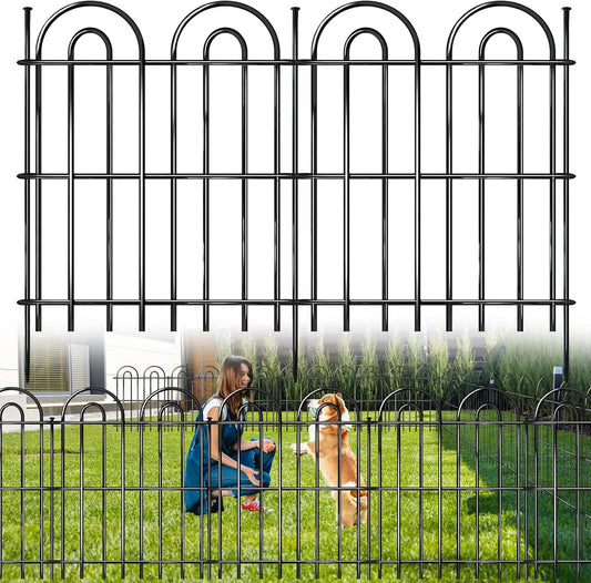 15 Panels Decorative Garden Fence, 32 in(H) X 30 ft(L) No Dig Dog Fence Outdoor for Yard, Rustproof Tall Metal Garden Fencing Animal Barrier with Ground Stakes, Temporary Fencing for Patio Outdoor