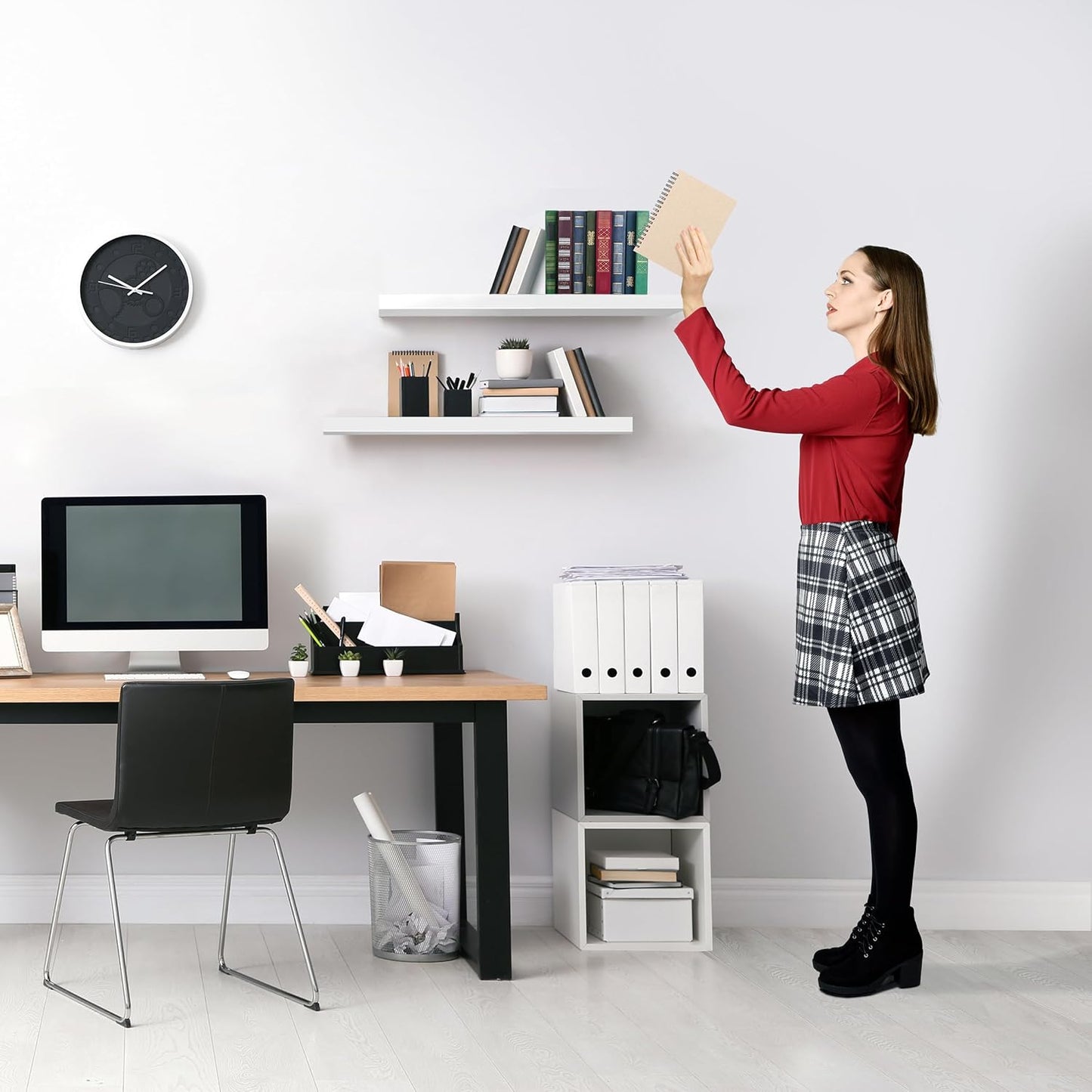 Sorbus Floating Shelves for Wall - 24" Bathroom Shelves, Wall Decor for Bedroom, Kitchen, Living Room, Home Decor & Book Storage - Mounted Floating Shelf with Invisible Brackets (White, 2 Pack)