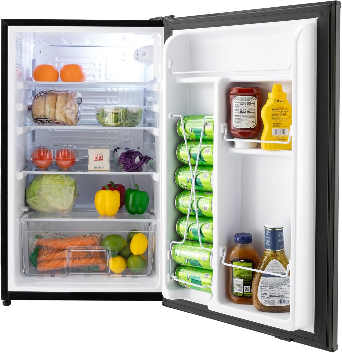 RecPro 3.3 Cu Ft 12V RV Refrigerator | Black Fridge with Adjustable Shelves, 18-Can Door Storage, Reversible Door | 7 Temp Settings, Frost-Free | Ideal for RVs & Small Spaces