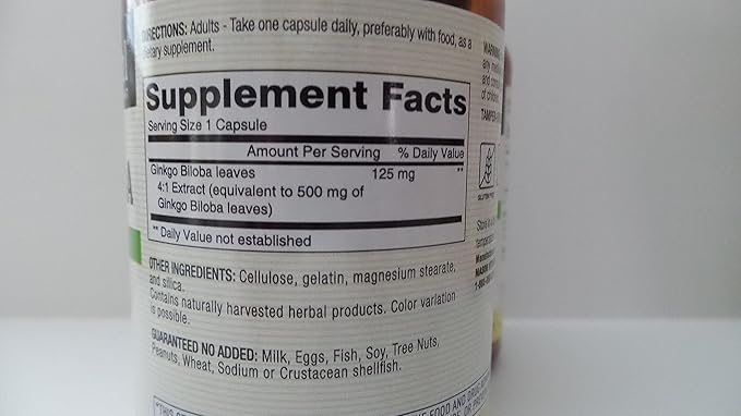 Mason Vitamins Ginkgo Biloba 500 mg 180 Gelatin 3 Bottles 540 Capsules
