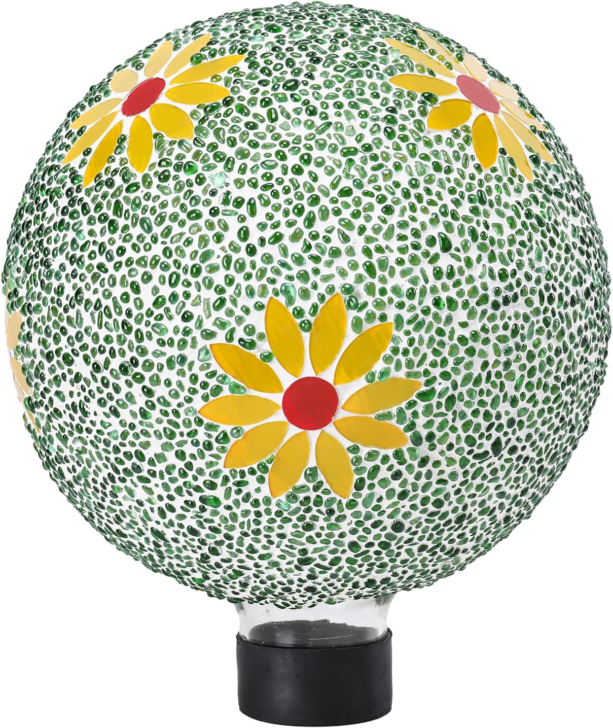 VCUTEKA Gazing Ball, 8" Glass Gazing Balls Sphere for Garden Lawn Outdoor Ornament Yard Decorative, Daisy