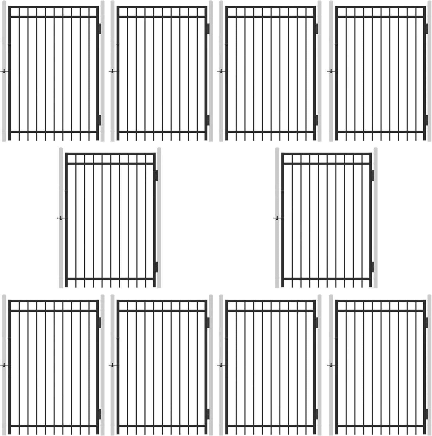 Fencer Wire Pack of 10 Heavy Duty Flat Top Fence Gate, 6FT Height x 4FT Width Outdoor Fence Gate, Anti-Rust Steel Gate for Fencing Barrier, Decorative Garden Gate for Residential, Yard, Pool, Patio