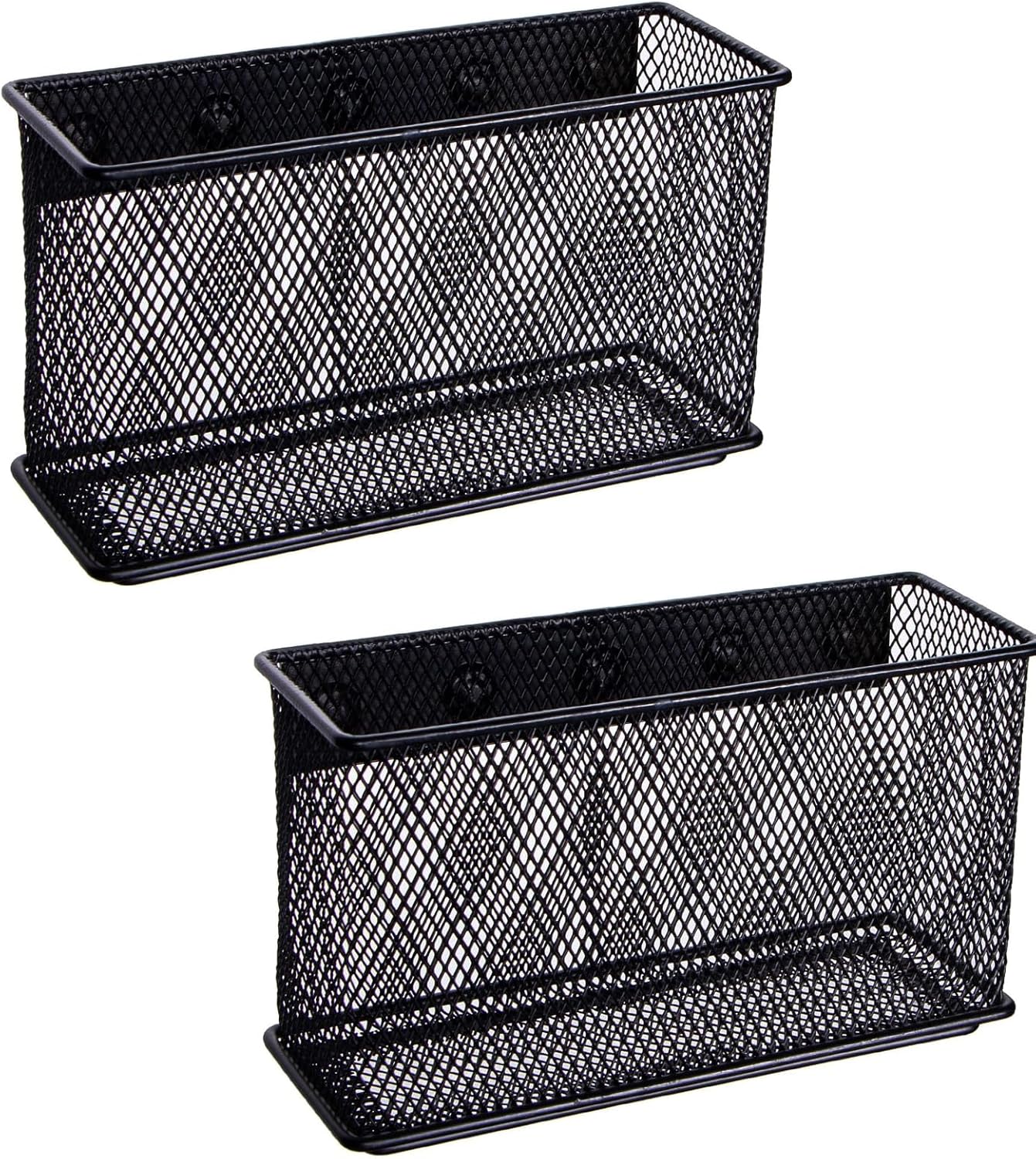 dedoot Magnetic Basket for refrigerator Storage Pencil Holder Basket Mesh Black Strong Magnetic Pen Holder for Refrigerator ,Whiteboard, Locker, Home and Office Organizer, 6.3x2.3x3.6inch,2 Pack