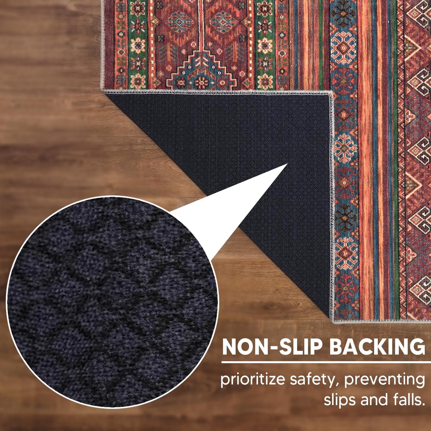 Keen Home Design 10x14 Rug - Machine Washable Area Rug with Non-Slip Backing, Ideal for Living Room, Dining Room, Bedroom - Vintage, Easy Clean, Durable, Low Pile Rug - (9'7" x 14')
