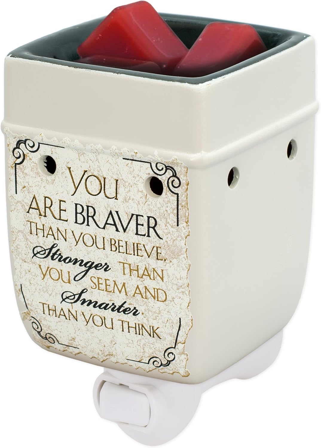 Elanze Designs 2 Pc Set Braver Stronger Smarter, Dream Bigger Ceramic Stoneware Plug-in Tart Oil Wax Warmers