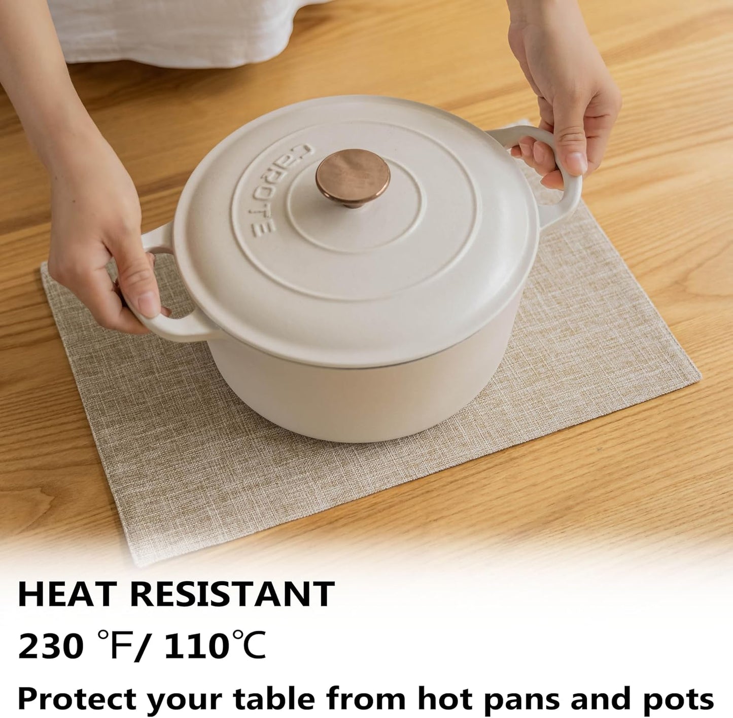 Demetex Burlap Placemats Set of 4 Heat Resistant Decorative Cloth Place Mats Wipeable Lined Linen Table Plate Mats for Party Dinner Gathering, Burlap