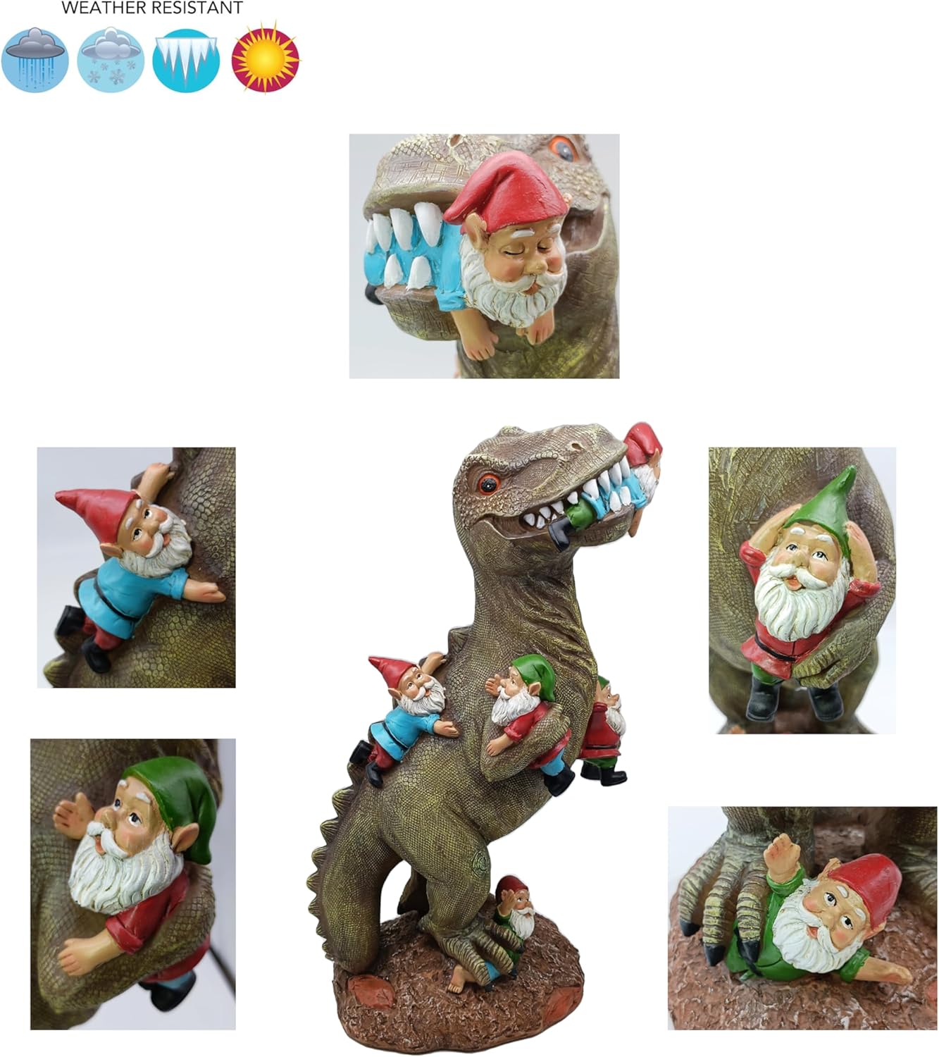 Cute 18" Porch Dinosaur Statue Tall Large Strong, T Rex Decent Gift Garden Party Décor Resin Funny Garden Gnome for Outdoor Indoor Decor, Lawn Ornaments, Patio Porch Yard Art Sculptures