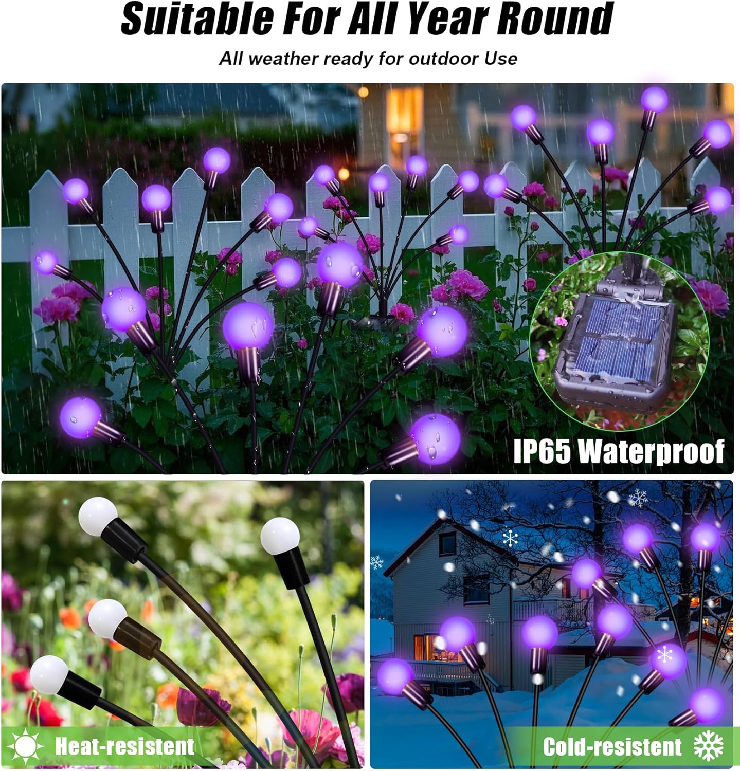 Solar Garden Lights Outdoor, Waterproof Solar Powered Lights for Yard Pathway Patio, Swaying Lawn Decor as Gardening Gifts for Women Holiday (Purple, 4 Pack)
