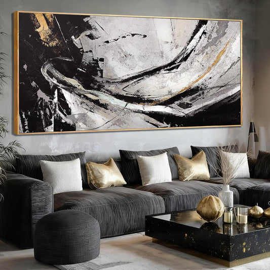 XIANSHOU Black and White Wood Wall Decor Abstract Photo Prints Contemporary Wall Art 32"x70" Large Pictures for Living Room Art for Office