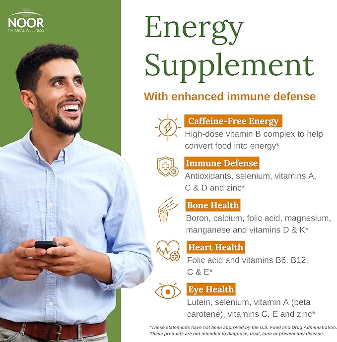 Noor Vitamins Energy+ Multivitamin; Halal Vitamin 26 Vitamins 2 Month