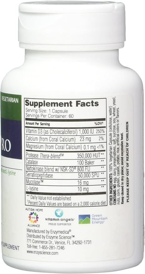 Enzyme Defense Pro, 60 Capsules–Immunity Support D3, L-Lysine,