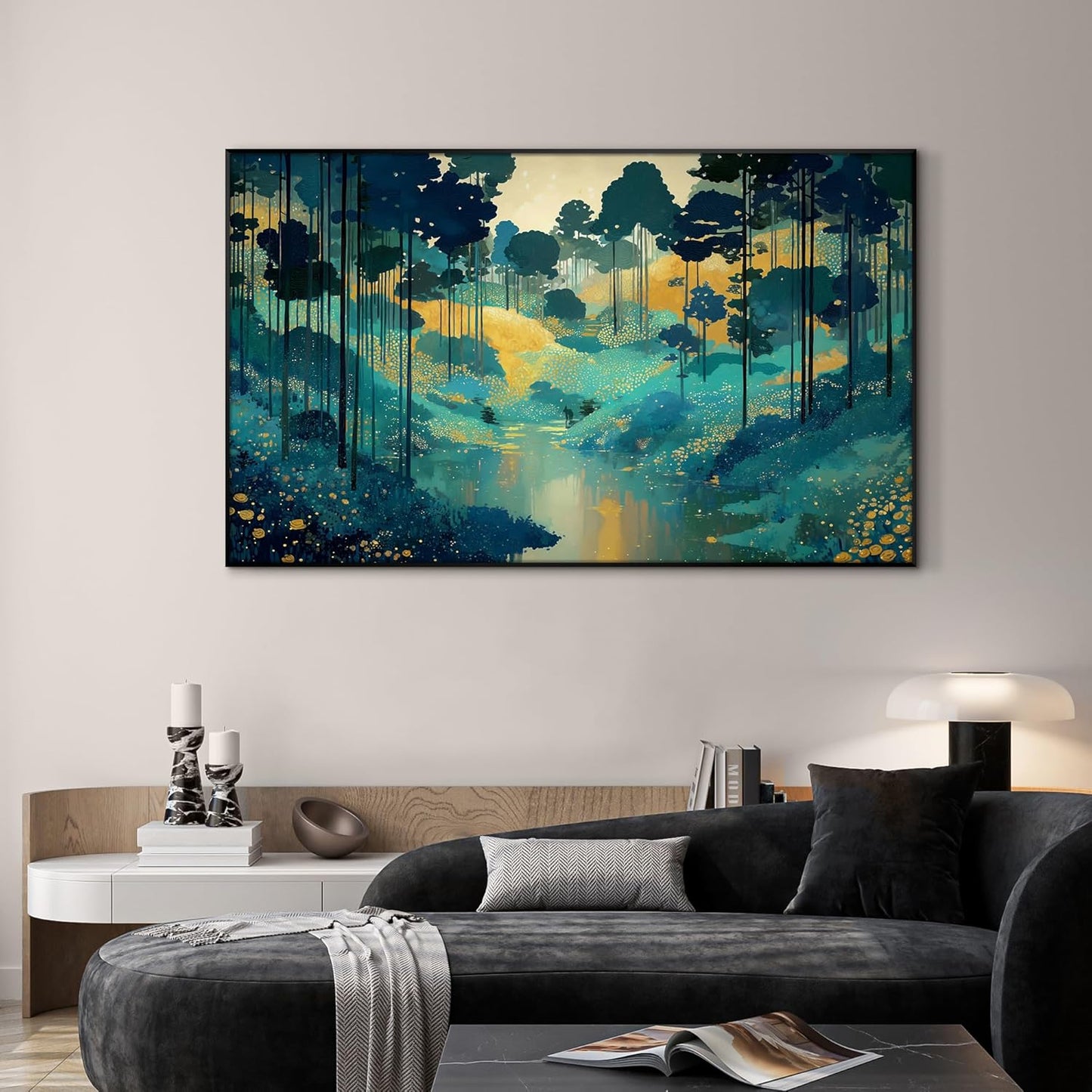 SIGNWIN 30"x60" Extra Large Framed Wall Art Whimsical Fantasy Forest, Vibrant Nature Landscape for Home Living Room Bedroom Decor (Frame Assembly Required)