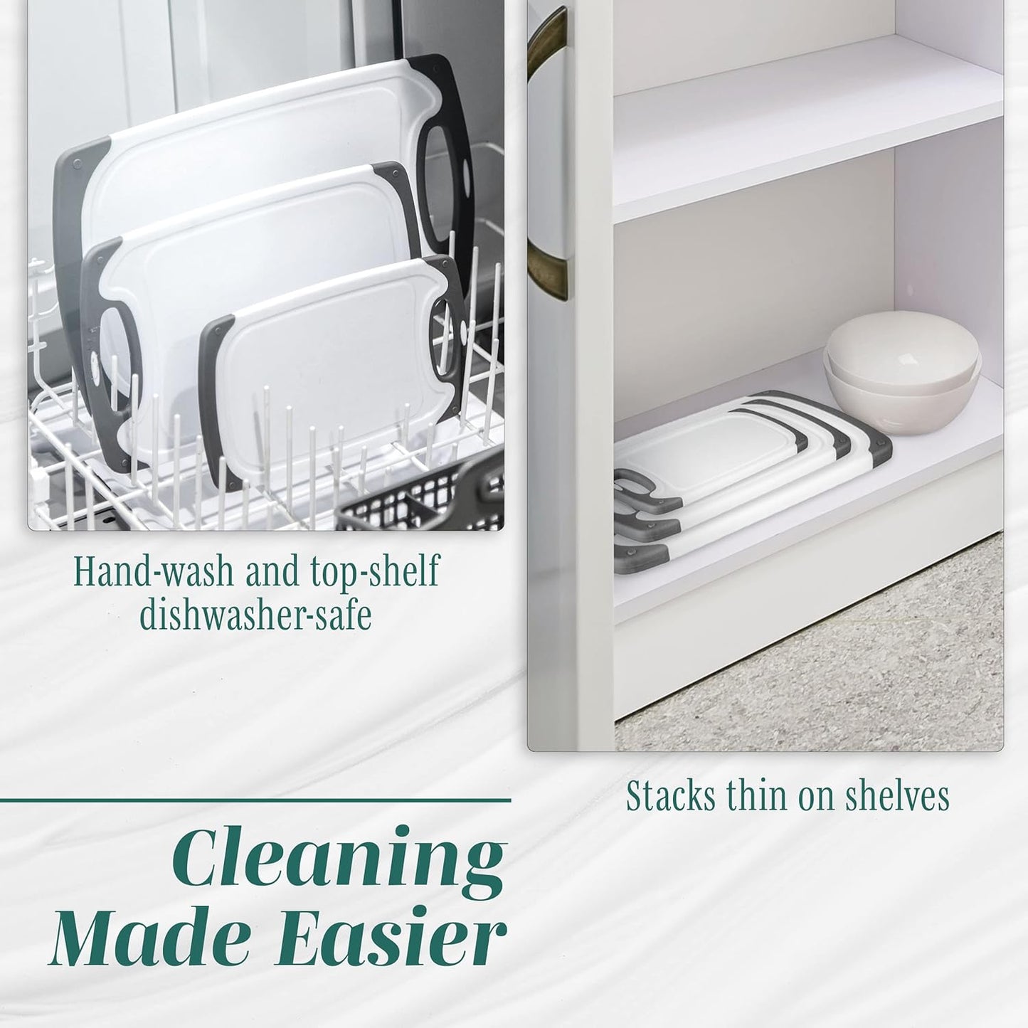 Cutting Boards for Kitchen - BPA-Free Chopping Board - Different Sizes & Non Slip Handles - Reversible, Large Cutting Board Set - Unique Gifts for Cooks Who Have Everything - 3-Pack Navy Blue