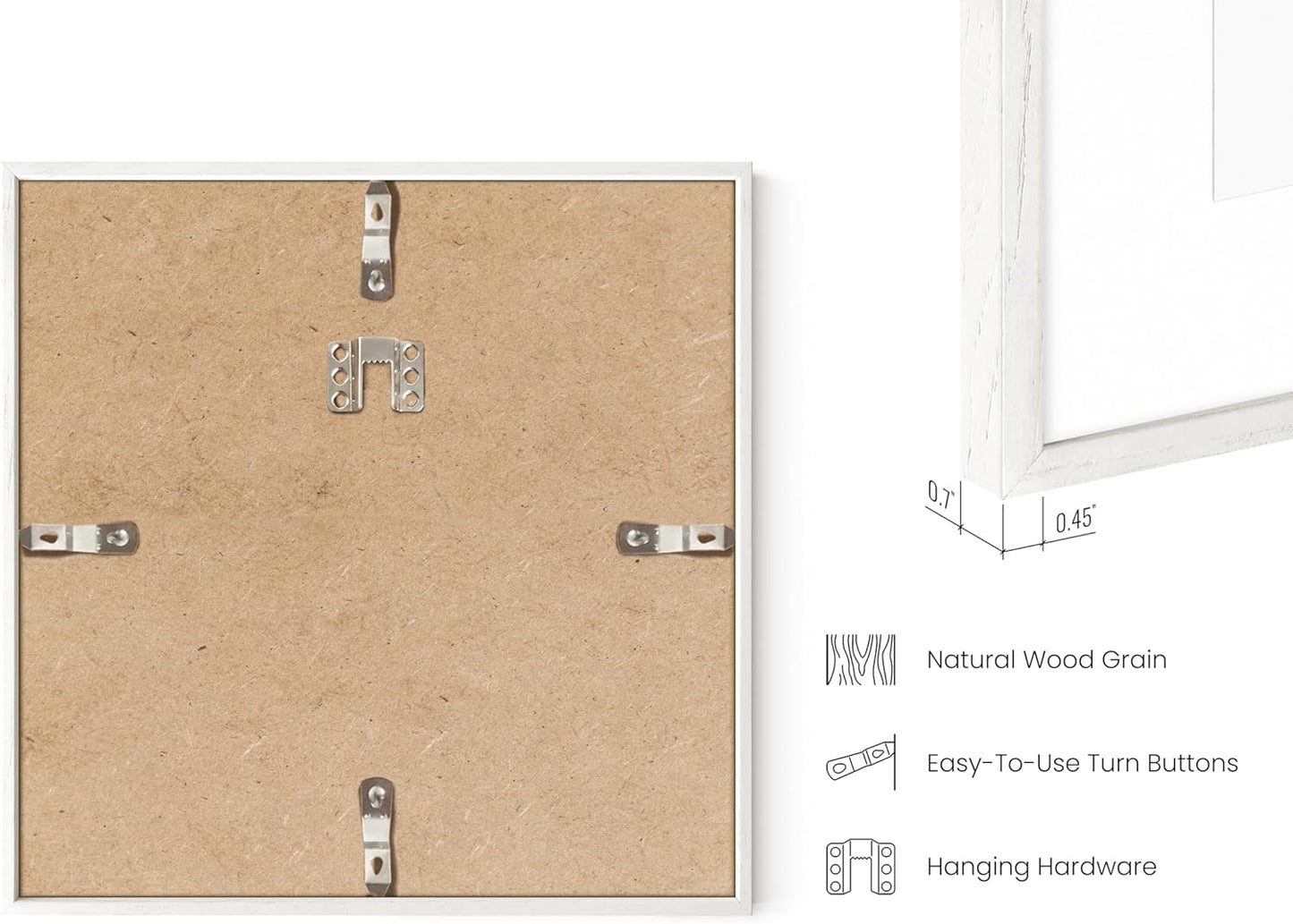 HAUS AND HUES Square Picture Frames 10 x 10 Set of 25 - Photo Gallery Wall Frame Set, Wood Frames With Mat, White Oak