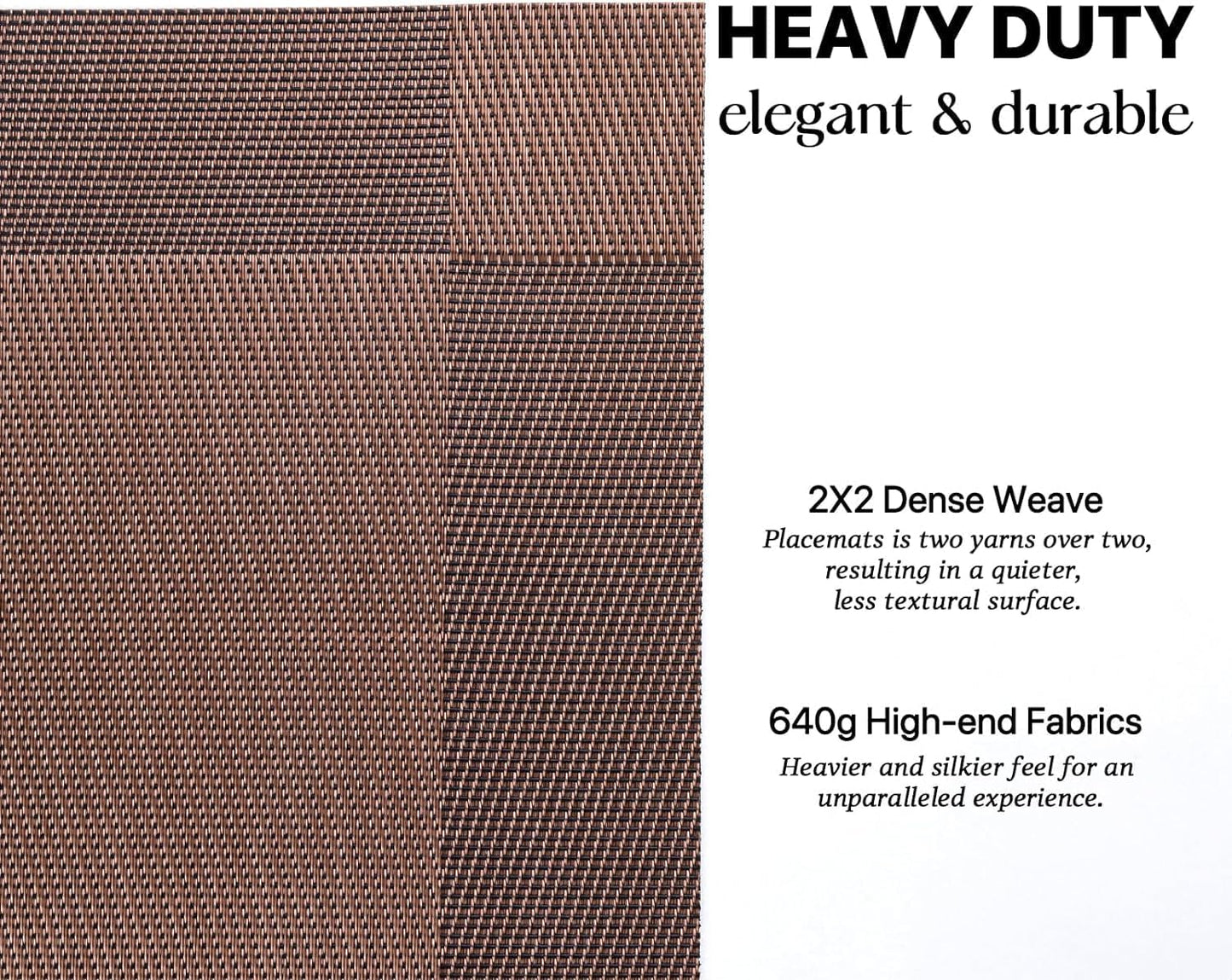 LEXMORE PlaceMats Set of 12 Vinyl/Plastic Woven Place Mats for Kitchen Table Indoor/Outdoor Washable PlaceMat Wipeable Dining Table Mats(Brown Cube)